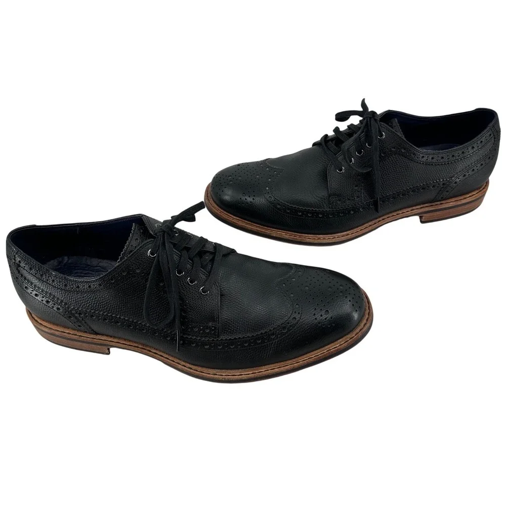 Cole Haan Williams Wingtip Oxford Black Pebbled Leather Shoes C11692 Men's‎ 11